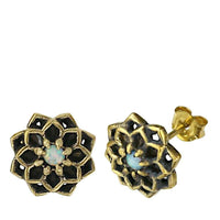 Load image into Gallery viewer, Messing Stein Kristall Ohrstecker gold Sternblume 12mm - chic-net.de
