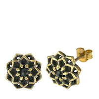 Load image into Gallery viewer, Messing Stein Kristall Ohrstecker gold Sternblume 12mm - chic-net.de

