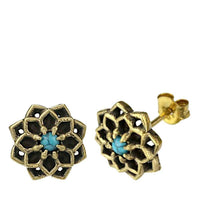 Load image into Gallery viewer, Messing Stein Kristall Ohrstecker gold Sternblume 12mm - chic-net.de
