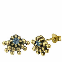 Load image into Gallery viewer, Messing Stein Kristall Ohrstecker gold Wimpern 12mm - chic-net.de
