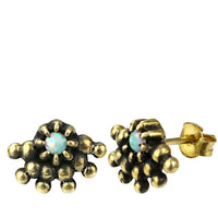 Load image into Gallery viewer, Messing Stein Kristall Ohrstecker gold Wimpern 12mm - chic-net.de
