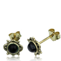 Load image into Gallery viewer, Messing Stein Türkis Onyx Ohrstecker antik golden - chic-net.de
