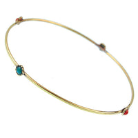 Load image into Gallery viewer, Messing Tribal Armreif golden Steine rot türkis Blumen Seil dünn nickelfrei antik Brass - chic-net.de
