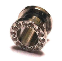 Cargar imagen en el visor de la galería, Metall Tunnel Chirurgenstahl Strass Kristall Inlay Unisex Plug Glitzerstein silbergrau Expander - chic-net.de
