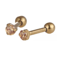 Cargar imagen en el visor de la galería, modischer Piercing goldfarben orangefarbener runder Zirkonia Stein mini aus Edelstahl - chic-net.de
