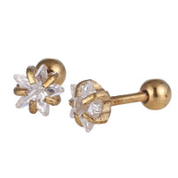 Cargar imagen en el visor de la galería, modischer Piercing goldfarben weißer Sternförmiger Zirkonia Stein aus Edelstahl - chic-net.de
