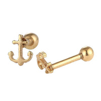 Cargar imagen en el visor de la galería, modischer Piercing mini straight Barbell aus Edelstahl goldfarbener Anker - chic-net.de
