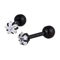 Cargar imagen en el visor de la galería, modischer Piercing schwarze weißer Sternförmiger Zirkonia Stein aus Edelstahl - chic-net.de

