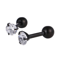 Cargar imagen en el visor de la galería, modischer Piercing straight Barbell aus Edelstahl in schwarz runder Zirkonia Stein - chic-net.de

