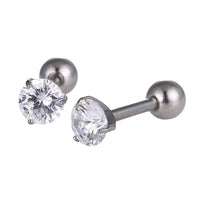 Cargar imagen en el visor de la galería, modischer Piercing straight Barbell aus Edelstahl in silberner Farbe runder Zirkonia Stein - chic-net.de
