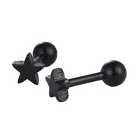 Load image into Gallery viewer, modischer Piercing straight Barbell aus Edelstahl schwarz Stern - chic-net.de
