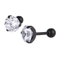 Cargar imagen en el visor de la galería, modischer Piercing straight Barbell aus Edelstahl schwarz Zirkonia weiß rund - chic-net.de
