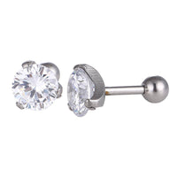Load image into Gallery viewer, modischer Piercing straight Barbell aus Edelstahl silberfarben Zirkonia weiß rund - chic-net.de
