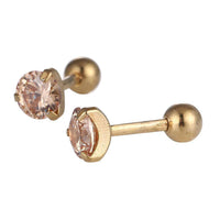 Load image into Gallery viewer, modischer Piercing straight Barbell klein aus Edelstahl goldfarben runder Zirkonia orange - chic-net.de
