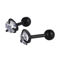 Cargar imagen en el visor de la galería, modischer Piercing straight Barbell klein aus Edelstahl schwarz runder Zirkonia weiß - chic-net.de
