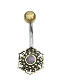 Cargar imagen en el visor de la galería, Bauchnabelpiercing Blume Edelstahl Stein Messing - chic-net.de
