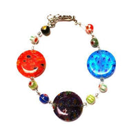 Cargar imagen en el visor de la galería, Muranoglas Glasperlen Glas Perlen Armband Damen Schmuck Edelstahl 18-20 cm Blumen bunt rund - chic-net.de
