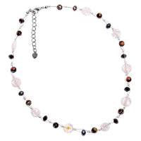 Cargar imagen en el visor de la galería, Muranoglas Glasperlen schwarz transparent Glitzer Perlen Kette Damen Schmuck 42-50 cm nickelfrei - chic-net.de

