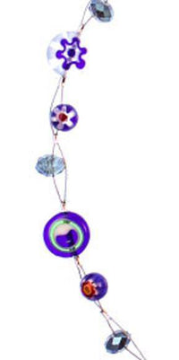 Cargar imagen en el visor de la galería, Muranoglas Glitzer Glasperlen blau bunt Perlen Scheiben Kette Damen Schmuck 42-50 cm verstellbar - chic-net.de
