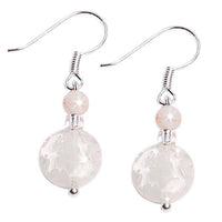 Load image into Gallery viewer, Muranoglas Ohrringe 18 mm Perle Scheibe bunt weiß Blumen 925er Sterling Silber Glas - chic-net.de
