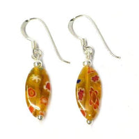 Load image into Gallery viewer, Muranoglas Ohrringe gelb bunt weiß Blumen 925er Sterling Silber kantig Muranoglasohrringe - chic-net.de
