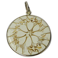 Load image into Gallery viewer, Muschel Anhänger Spidermuschelanhänger, spinnengewebartiger Muschel Anhänger umrandet von 925 Silber,  weiß- gold, ca. 30 mm  Ø - chic-net.de
