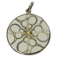 Load image into Gallery viewer, Muschel Anhänger Spidermuschelanhänger, spinnengewebartiger Muschel Anhänger umrandet von 925 Silber, weiß-grau, ca. 30 mm Ø - chic-net.de
