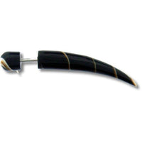 Cargar imagen en el visor de la galería, Muschel Fake Piercing Spike schwarz-weiß spiralig Edelstahl Ohrstecker Ohrring Tribal Organic - chic-net.de
