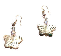 Cargar imagen en el visor de la galería, Muschel Perlmutt Glaskristall Silberohrringe Ohrringe Ohrhänger 925er Silber Damen Glitzer Schmuck Zebra Schmetterling - chic-net.de
