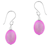 Load image into Gallery viewer, Muschel Perlmutt Silberohrringe Ohrringe Ohrhänger 925er Silber Damen Schmuck oval rosa - chic-net.de

