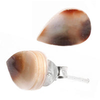 Load image into Gallery viewer, Muschel Silberohrstecker Tropfen Ohrstecker gefärbt braun weiß 925er Sterling Silber Ohrringe - chic-net.de
