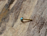 Load image into Gallery viewer, Nasen Stecker Piercing Pin Türkis Stein Brass gold - chic-net.de
