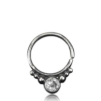 Load image into Gallery viewer, Nasenring Septum Piercing 925 Sterling Silber 1 mm Stein rundes Design - chic-net.de
