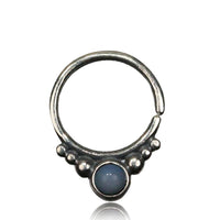 Load image into Gallery viewer, Nasenring Septum Piercing 925 Sterling Silber 1 mm Stein rundes Design - chic-net.de
