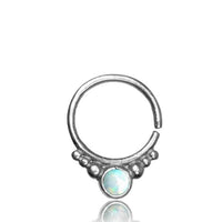 Load image into Gallery viewer, Nasenring Septum Piercing 925 Sterling Silber 1 mm Stein rundes Design - chic-net.de
