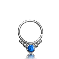 Load image into Gallery viewer, Nasenring Septum Piercing 925 Sterling Silber 1 mm Stein rundes Design - chic-net.de

