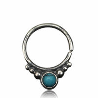 Load image into Gallery viewer, Nasenring Septum Piercing 925 Sterling Silber 1 mm Stein rundes Design - chic-net.de
