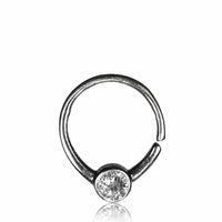 Load image into Gallery viewer, Nasenring Septum Piercing 925 Sterling Silber 1 mm Stein rundes Design - chic-net.de
