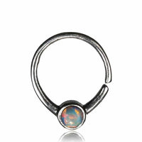 Load image into Gallery viewer, Nasenring Septum Piercing 925 Sterling Silber 1 mm Stein rundes Design - chic-net.de
