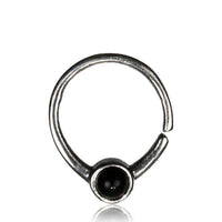 Load image into Gallery viewer, Nasenring Septum Piercing 925 Sterling Silber 1 mm Stein rundes Design - chic-net.de
