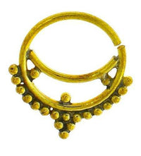 Load image into Gallery viewer, Nasenringe Sichel Punkte Messing Tribal antik golden nickelfrei Septum Piercing Nase exotisch Brass - chic-net.de
