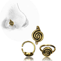 Load image into Gallery viewer, Nostril Piercing Messing Nasenringe Spirale spiralig 10 mm/0,8 mm Nasenschmuck - chic-net.de
