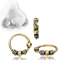 Load image into Gallery viewer, Nostril Piercing Messing Nasenstecker Nasenringe Nasen Pins gold Kugeln Spiralen - chic-net.de
