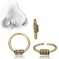 Load image into Gallery viewer, Nostril Piercing Messing Nasenstecker Nasenringe Nasen Pins gold Kugeln Spiralen - chic-net.de
