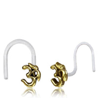 Load image into Gallery viewer, Nostril Piercing Messing Nasenstecker Screw Ende Bioflex 0,8 mm golden Steine - chic-net.de

