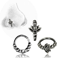 Load image into Gallery viewer, Nostril Piercing Nasenringe Silber Nasenring Kugelmuster 10 mm/0,8 mm - chic-net.de
