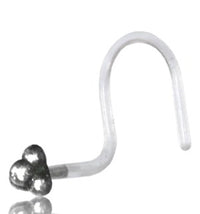 Load image into Gallery viewer, Nostril Piercing Silber Nasenstecker Screw Ende Bioflex 0,8 mm silbern Steine - chic-net.de
