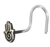 Load image into Gallery viewer, Nostril Piercing Silber Nasenstecker Screw Ende Bioflex 0,8 mm silbern Steine - chic-net.de
