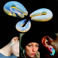 Cargar imagen en el visor de la galería, Ohr Piercing Opalit Stein Schlüsselloch Ohrgewicht - chic-net.de
