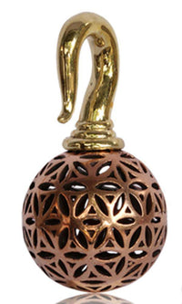 Load image into Gallery viewer, Ohrgewicht Kugel Lebensblume 4mm Piercing Brass Ohrring gold Hook Bronze rötlich - chic-net.de

